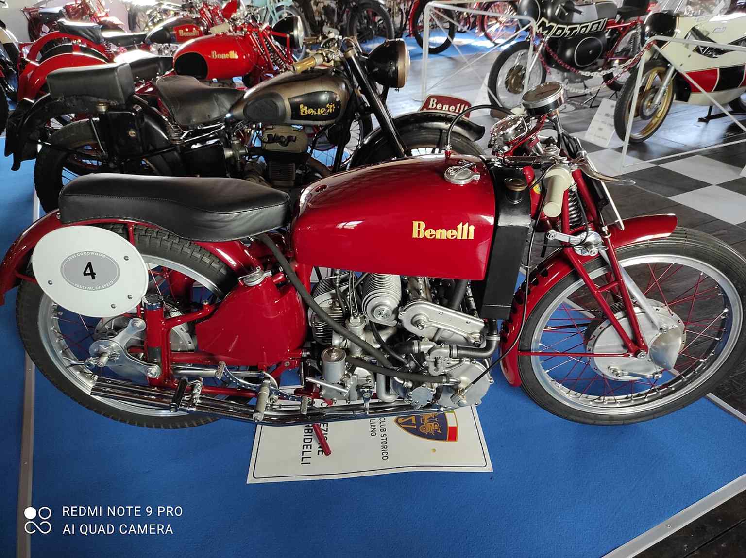 The supercharged 1942 Benelli racing bike, a one-of-a-kind competition machine and a highlight of the Morbidelli collection.