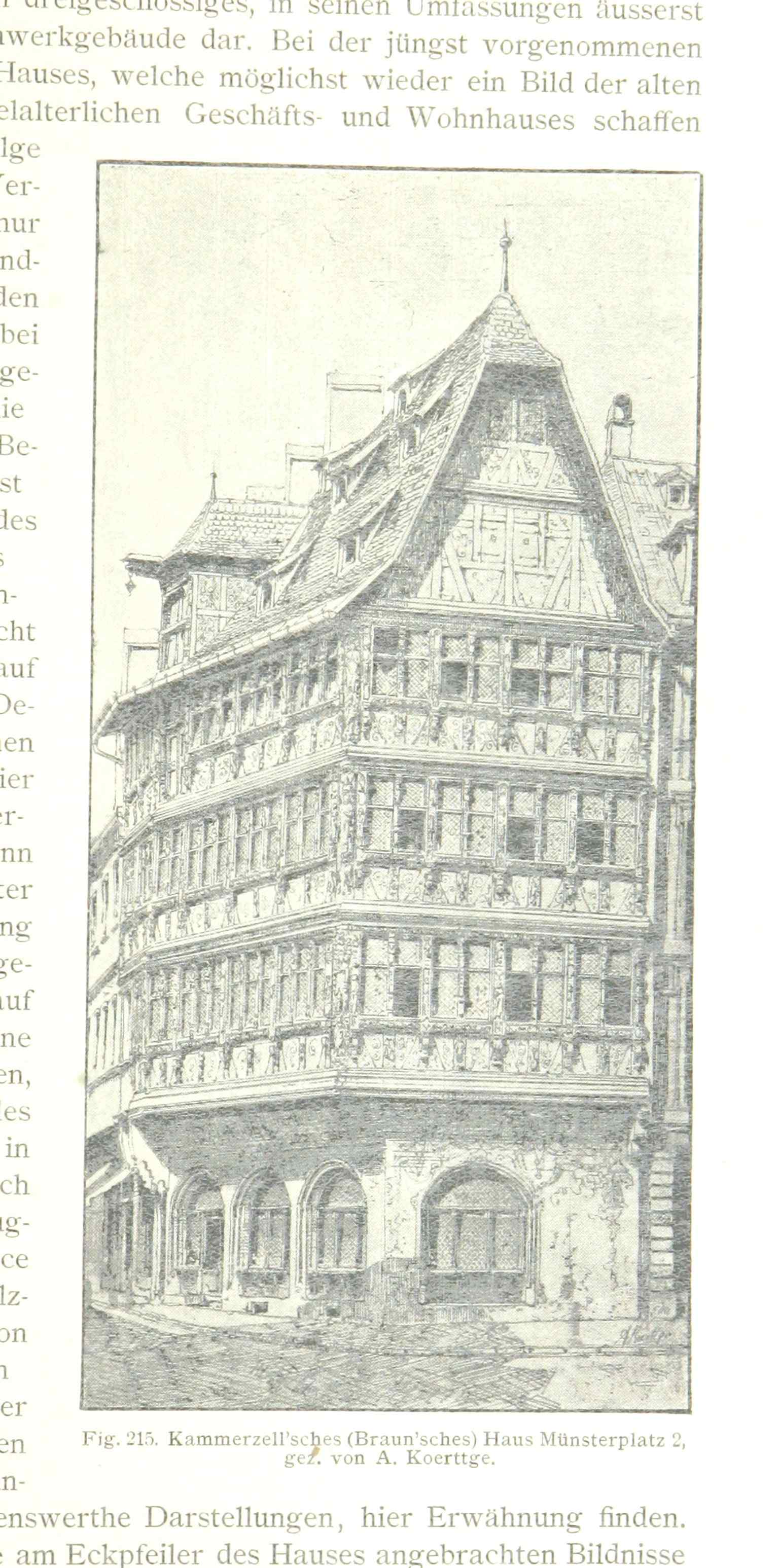 An old architectural plate documenting Kammerzell House in the 19th century, useful for showing how long the building has been admired.