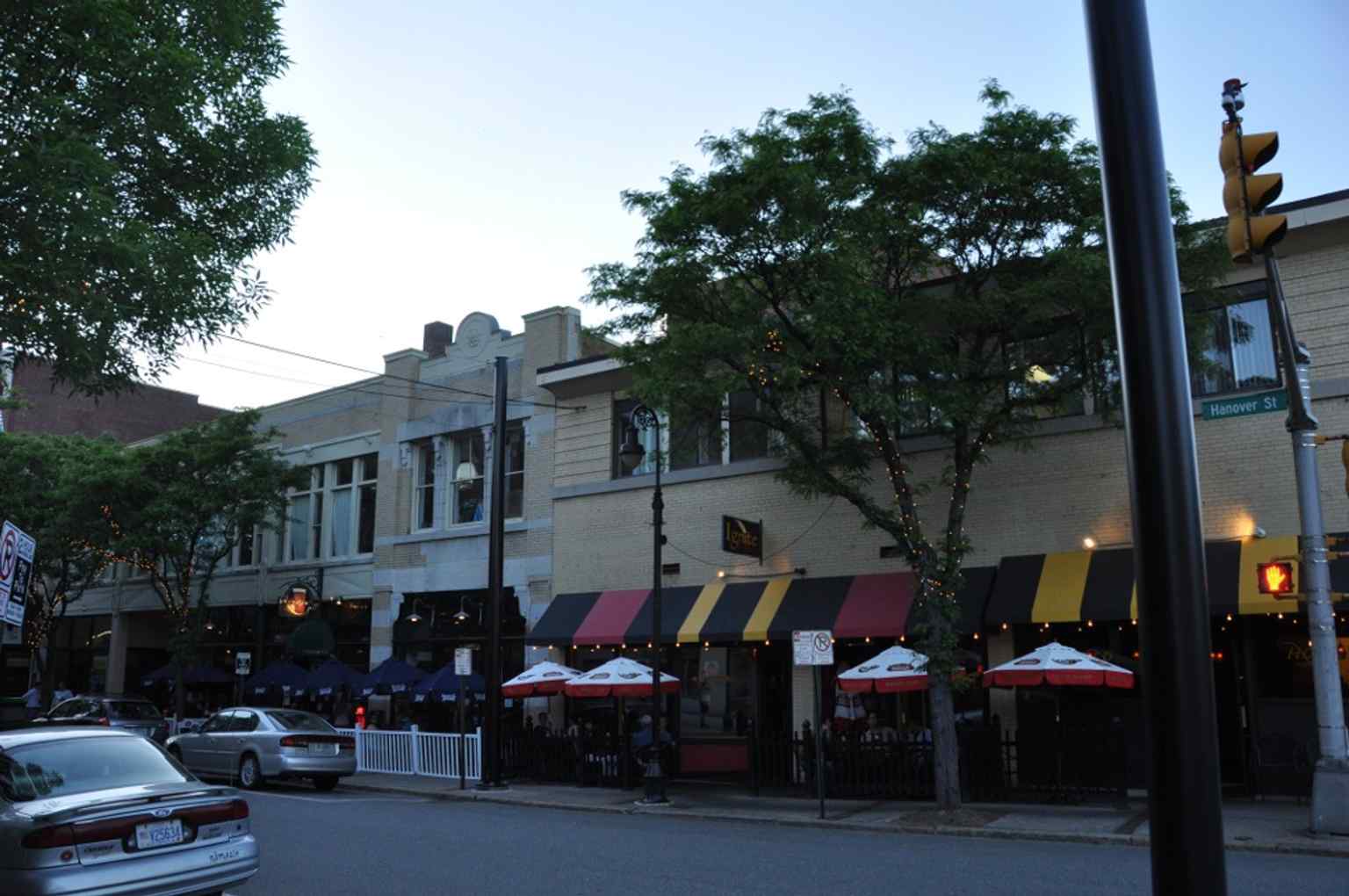 The Palace Theatre’s Hanover Street facade in Manchester, built in 1914 and listed on the National Register as the Athens Building.