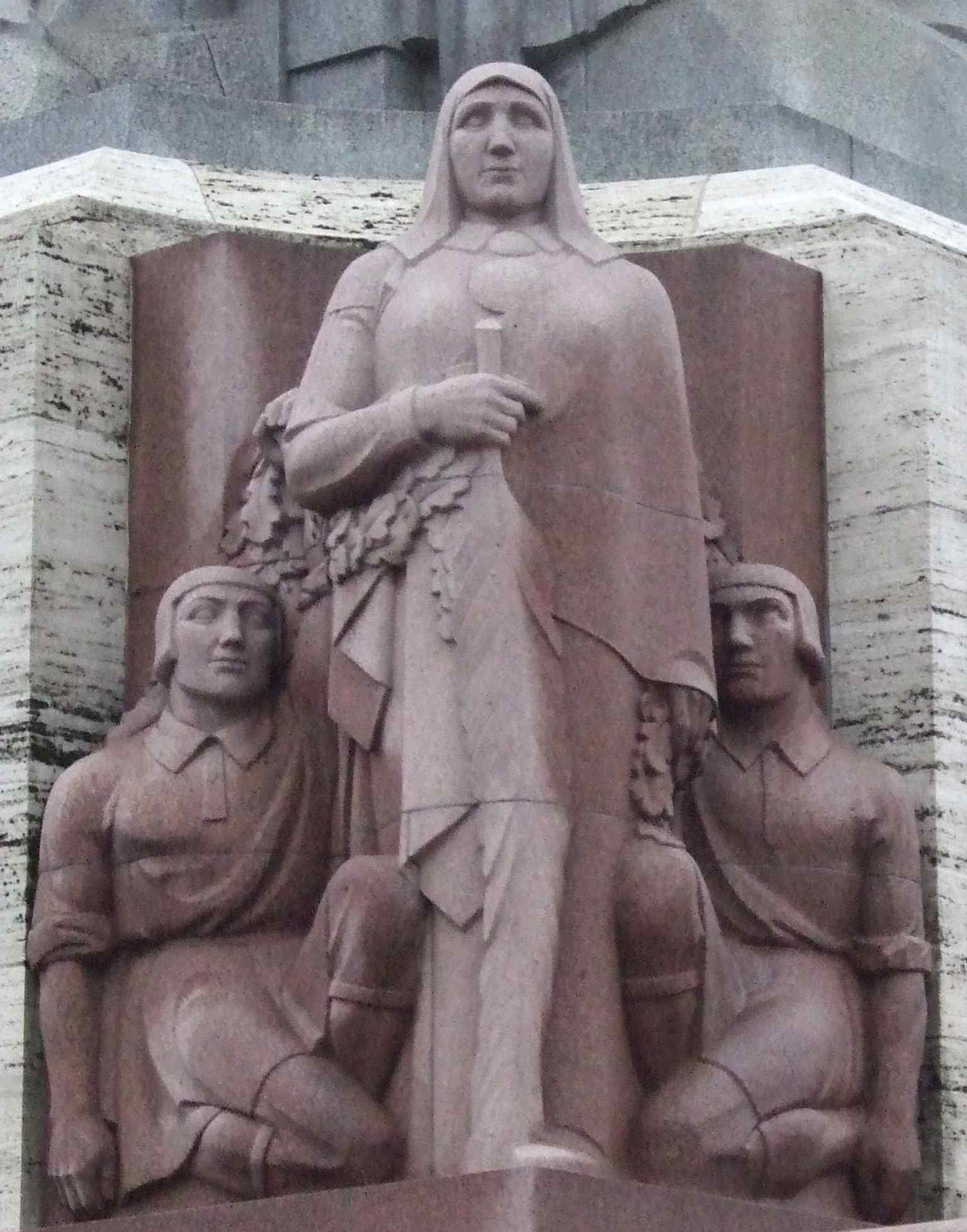 The ‘Family’ group shows a mother with her children, part of the monument’s wider story about Latvian people and culture.