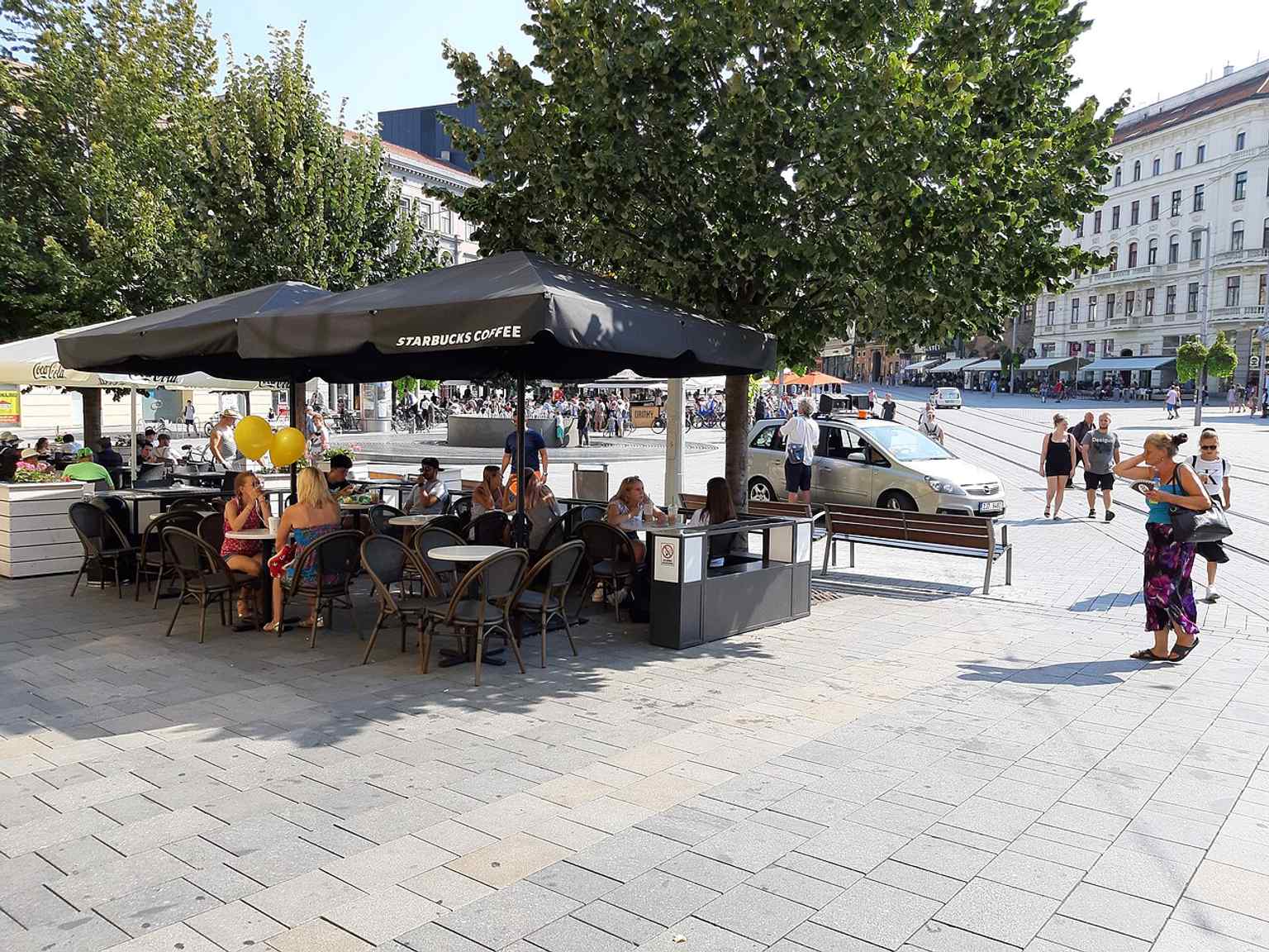 A broad view of Freedom Square in Brno, the city’s historic main square, showing the modern layout introduced after the 2006 reconstruction.