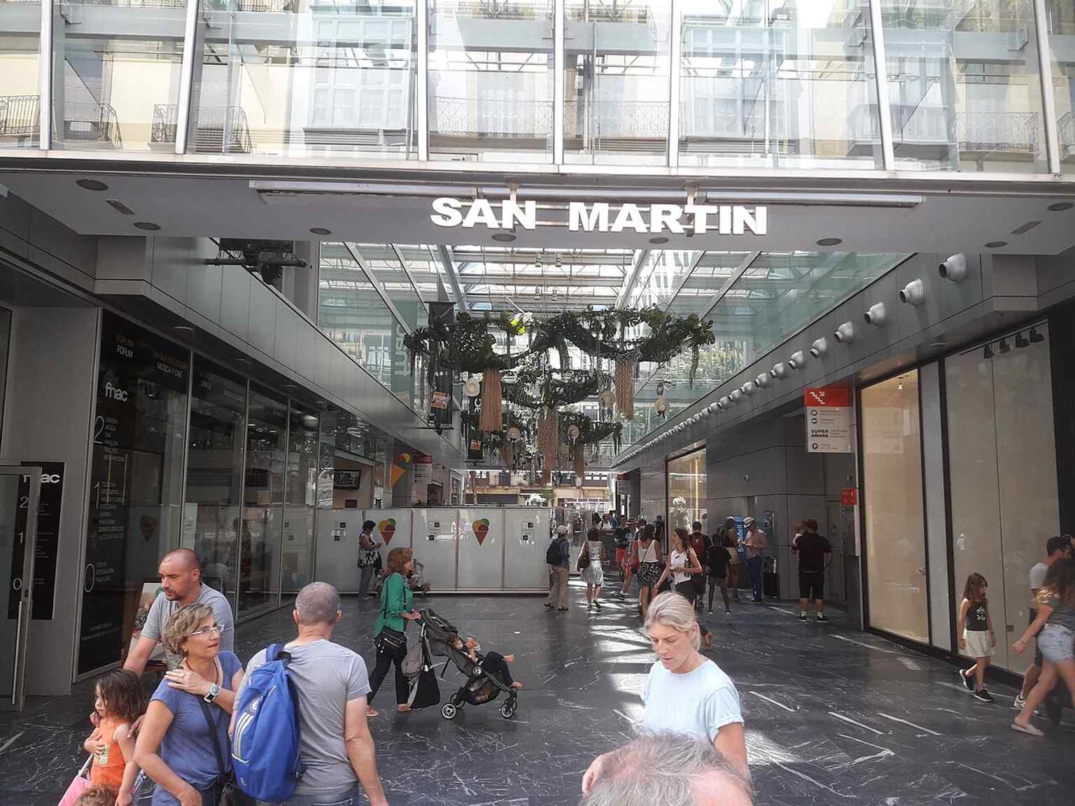The modern San Martín Market in central San Sebastián, rebuilt in 2005 with a covered pedestrian spine and underground parking below.