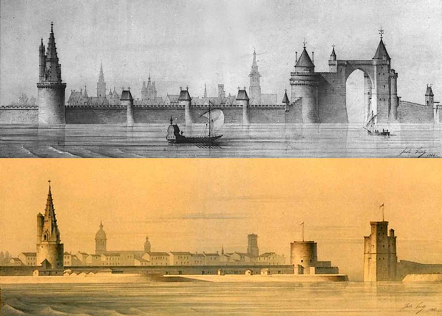 A 19th-century reconstruction by Juste Lisch, reflecting the restoration campaign that returned the tower to a more medieval appearance.