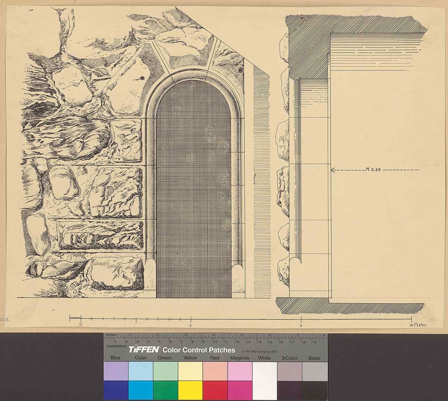 A close architectural study of the tower entrance, showing the heavy masonry that made the keep the castle’s defensive core.