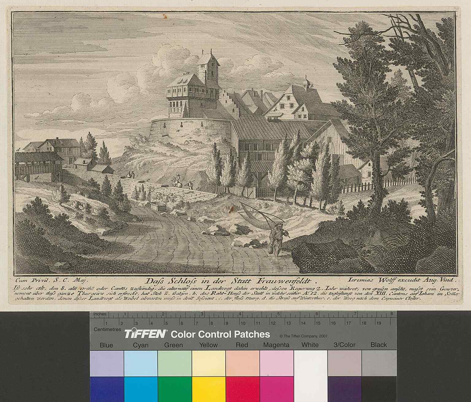 An early depiction of the castle in Frauenfeld, capturing its long role as the dominant stronghold above the old town.