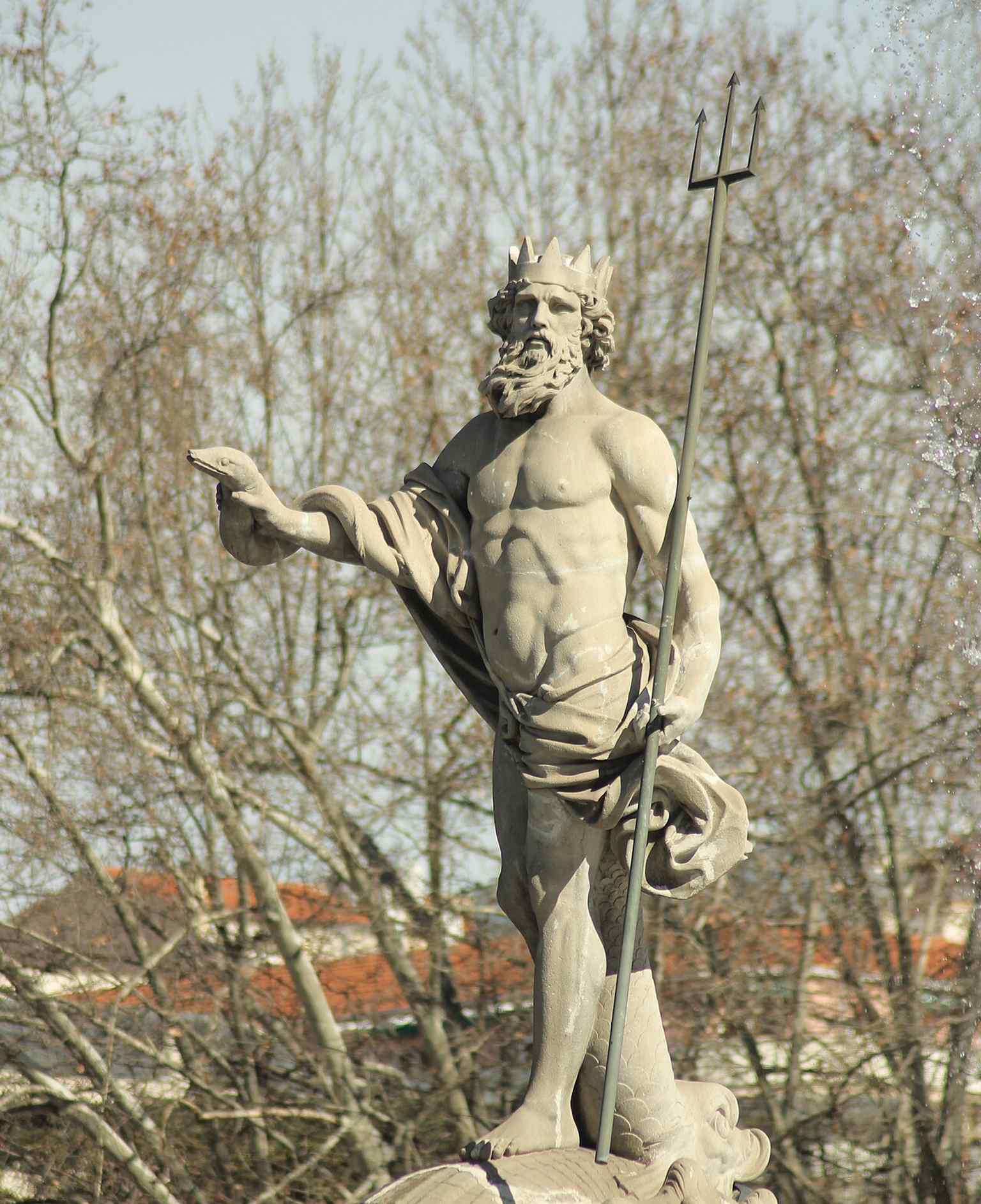 This old image of Neptuno highlights the classic form of the god before later alterations and restorations.