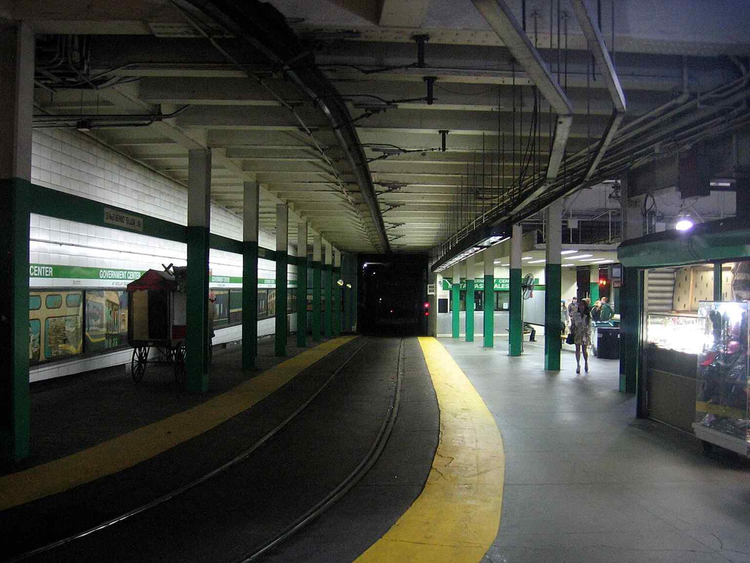 The Brattle Loop track, a reminder of the station’s streetcar heritage and the old turning loop used by Green Line service.