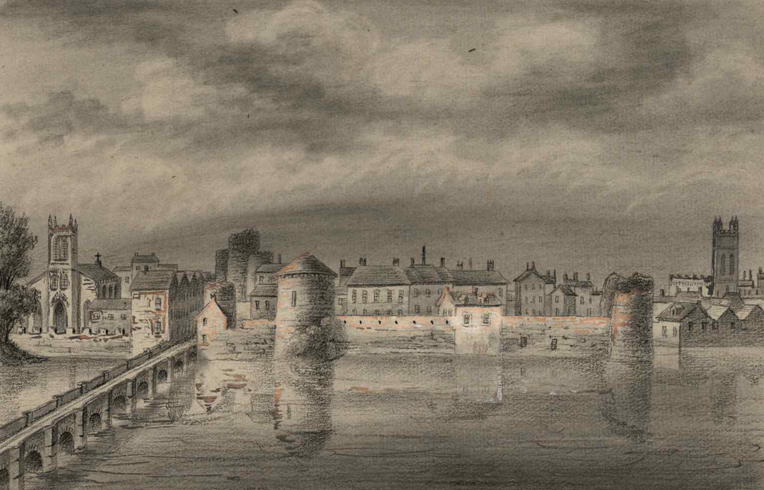 An 1830 drawing by Alphonse Dousseau captures King John's Castle, reflecting its long history as 'a lofty building of marble' as described in 1620.
